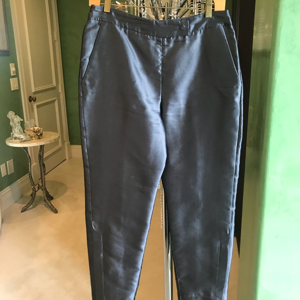Blue grey silk pants. 35 inches